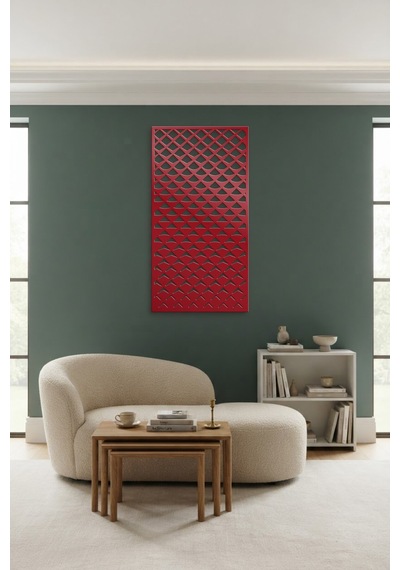 Pul Dekoratif Panel Metal Duvar Tablosu - Duvar Sanatı - Duvar Dekoru - Kırmızı