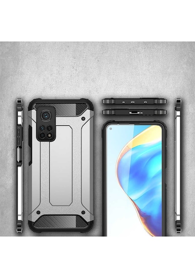Noktaks - Mi 10t Pro 5g Uyumlu - Kılıf Çift Katman Zırh Tank Crash Military Kapak - Mavi Mavi
