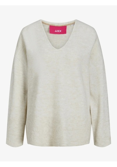 Jack&jones Jjxx Oversize V Yaka Kadın Kazak - Minimalist & Rahat Bej