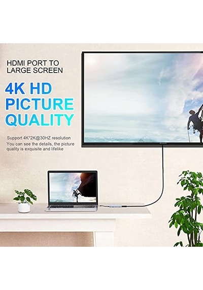 8 In 1 Usb C Yerleştirme Istasyonu 4k 60hz Hdmı Hdr Hdtv Hub Rj45 Ethernet 87w Pd Sd Microsd 2 Usb 3.0 Macbook Uyumlu Air Pro
