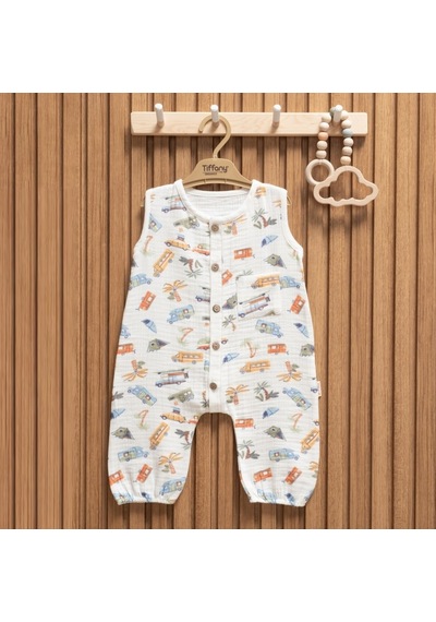 Tiffany Baby & Kids Tiffany Baby Müslin Caravan Theme Uzun Atlet Tulum 61024 Ekru