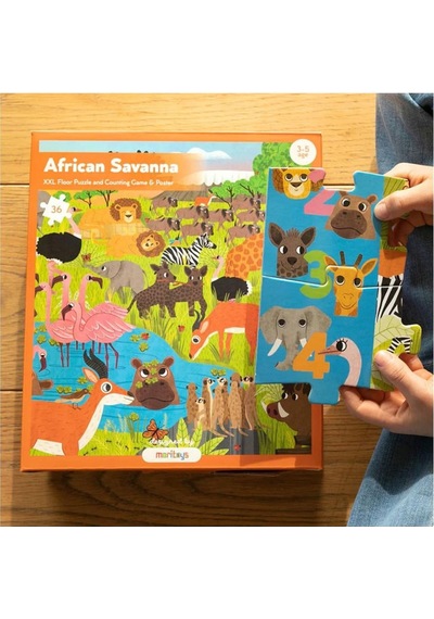 Moritoys African Savanna 36 Parça Xxl Yapboz, Gözlem Ve Sayma Oyunu 3-5 Yaş