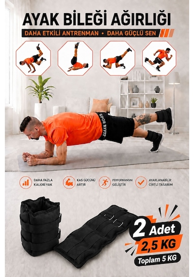 2,5 Kg Siyah Deluxe Comfort El Ayak Ağırlığı Siyah