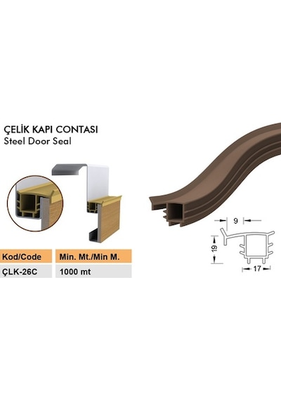 Çelik Kapı Fitili Contası / Çelik Kapı Kasa Kanat Fitili Contası-Siyah-6 Metre