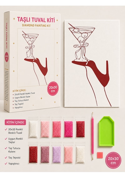 Bedazzling Taşlı Tuval Kiti Küçük Boy Topuklu 1 Adet