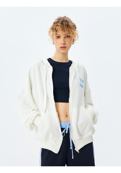 Koton Kapüşonlu Arkası Baskılı Fermuarlı Sweatshirt Ekru 5sal10558ık Ekru Koton Kapüşonlu Arkası Baskılı Fermuarlı Sweatshirt Ekru 5sal10558ık Ekru