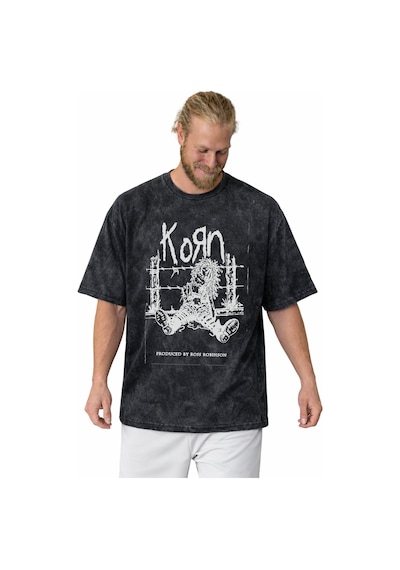 Tasarım Korn Rock Metal Müzik Grubu Baskılı Unisex Oversize Vinta Siyah