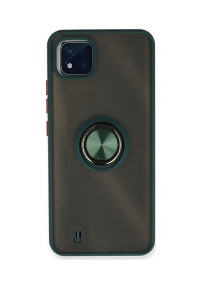 Realme C11 2021 Uyumlu Kılıf Montreal Yüzüklü Silikon Kapak - Yeşil