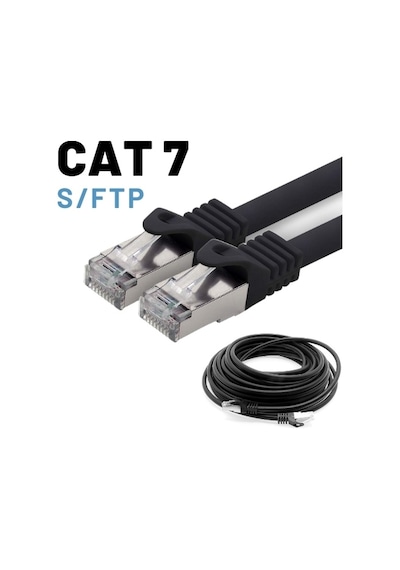 Irenis CAT7 Kablo S/FTP LSZH Ethernet Network Lan Ağ Kablosu 50 CM-Siyah