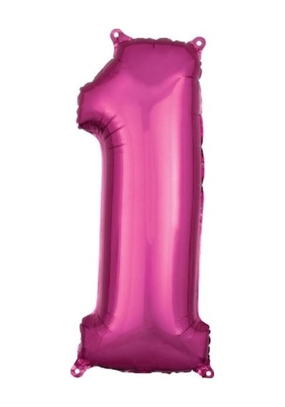1 Rakam Koyu Pembe Folyo Balon 80 Cm
