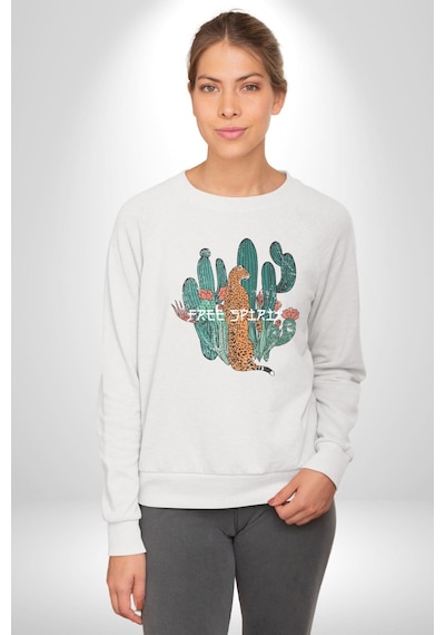 Kaktüs Çita Unisex Beyaz Baskılı Sweatshirt Beyaz