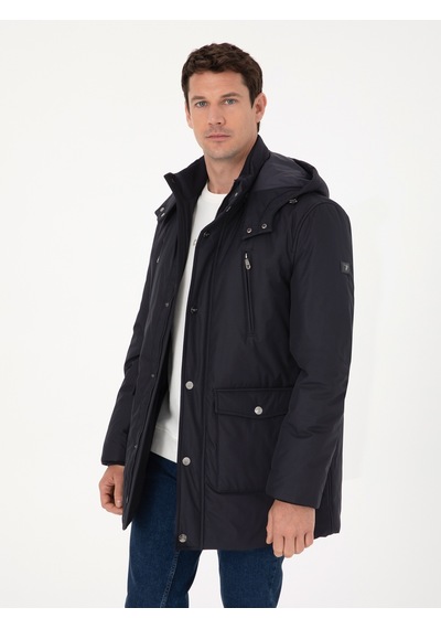 Cacharel Lacivert Regular Fit Kapüşonlu Mont