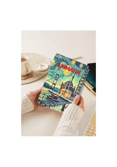 İstanbul Temalı Simli Defter, A5 Boyutunda 124-Pembe