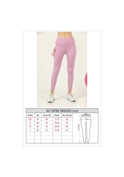 Kadın Tayt Lila Yüksek Bel Çift Cep Detaylı Mevsimlik Toparlayıcı Spor & Casual 1057 Lila