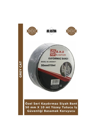 Özel Seri Kaydırmaz Siyah Bant 50 Mm X 10 Mt Yüzey Tutucu İş Güvenliği Basamak Koruyucu