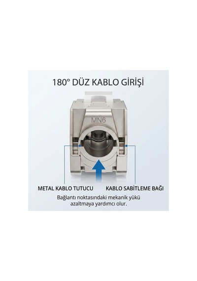 Mn6 Mn118x Cat7 Keystone Jack Rj45 Dişi Modül Aletsiz Metal Zırhlı Ftp Stp 10gbps 600mhz 5 Adet