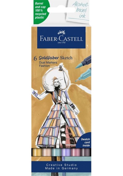 Faber-Castell Goldfaber Sketch Marker Fashion 6'lı Set,Çift Fineliner Uçlu