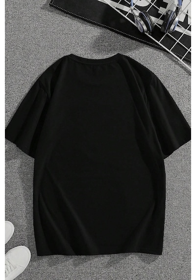 Uyguntarz Unisex Baskılı Oversize T-shirt Siyah2