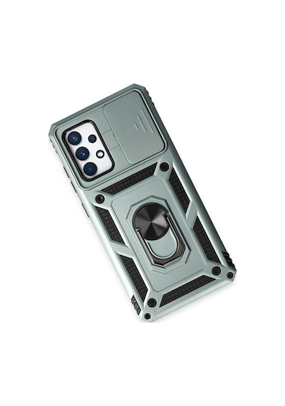 Samsung Uyumlu Galaxy A72 Uyumlu Kılıf Pars Lens Yüzüklü Silikon - Yeşil
