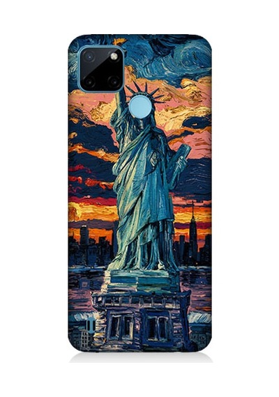 Realme C21y Uyumlu Özgürlük Heykeli Desenli Silikon Kılıf
