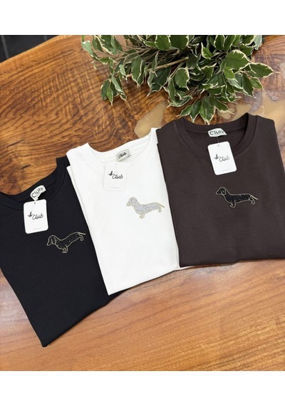 Viyan Butik Yuvarlak Yaka Taşlı T-shirt Kahverengi