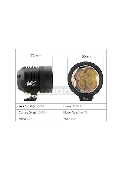 Ultra Power Usa Cree Led Unıversal Sis Farı 80watt 2'li