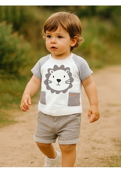 Erkek Bebek Müslin T-shirt Şort Takım