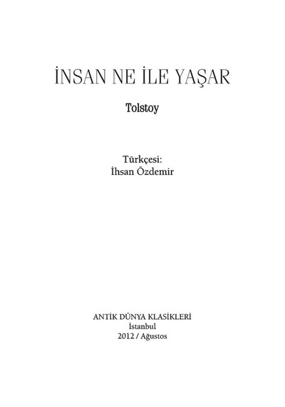 Antik Kitap İnsan Ne İle Yaşar - Lev Nikolayeviç Tolstoy
