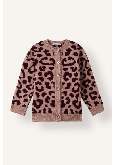 Defacto Leopar Desenli Bisiklet Yaka Triko Basic Hırka Kız Bebek I4958a526wnbr489 Bordo-br489