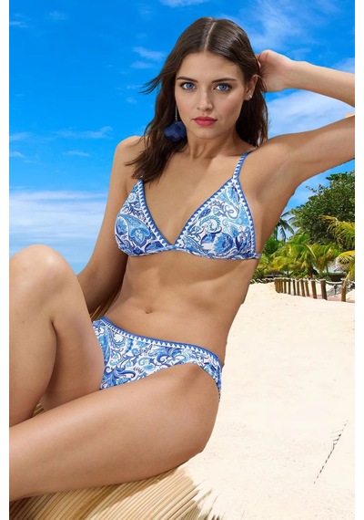 Ersefa Tasarım Bikini Takımı Esnek Kumaş Plaj Ve Havuz İçin Premium Kali Mavi - Çok Renkli