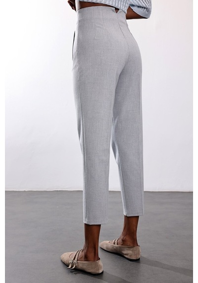 5in1Canpolat Gri Melanj Flatolu Pantolon 5113