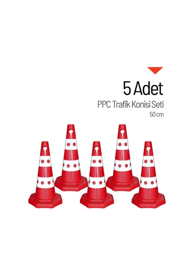 5 Adet Ppc Trafik Konisi 50 Cm Trafik Dubası Seti-3535
