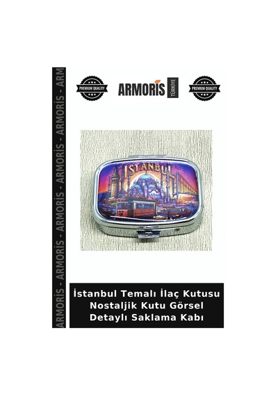 İstanbul Temalı Nostaljik Kutu Görsel Detaylı Saklama Kabı Çok Renkli