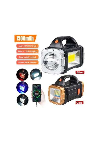 El Feneri Projektör Solar Şarjlı 25w Led+smd+cob Gl-2289