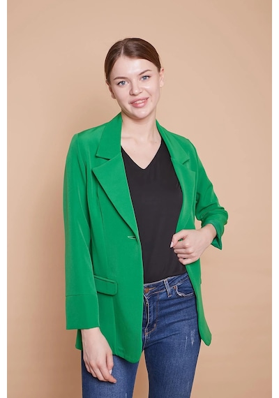 Yakalı Kolu Katlamalı Cep Kapaklı Salaş Boyfriend Oversize Hafif Likralı Kumaş Blazer Ceket -b.yeşil B.yeşili Yakalı Kolu Katlamalı Cep Kapaklı Salaş Boyfriend Oversize Hafif Likralı Kumaş Blazer Ceket -b.yeşil B.yeşili
