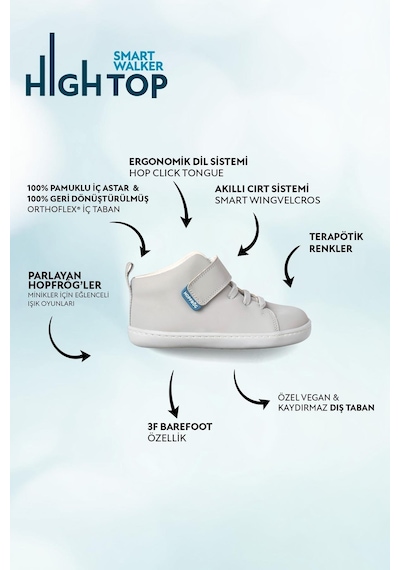 Smart Walker High Top Süper Mat Havalı Gri Barefoot Çocuk Bot-süper Mat Havalı Gri