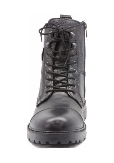 Pepita 4307 Bağcık Ve Fermuarlı Deri Erkek Postal Bot Siyah