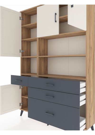 Arges Dolap 9 Raflı 4 Çekmeceli 4 Kapaklı 132x30x195 Çam-aytaşı/antrasit Aytası/antrasıt Arges Dolap 9 Raflı 4 Çekmeceli 4 Kapaklı 132x30x195 Çam-aytaşı/antrasit Aytası/antrasıt