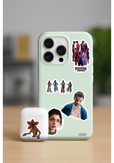 Stranger Things Dizi Telefon Laptop Bullet Journal Yapışkanlı Folyo Sticker Paketi 20 Adet Çok Renkli
