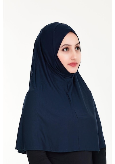 Peçeli Hazır Türban Pratik Şal Hijab Namaz Örtüsü Lacivert