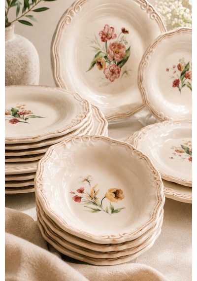 18 Parça Tiffany Mariva Sunum Seti -6063 beyaz