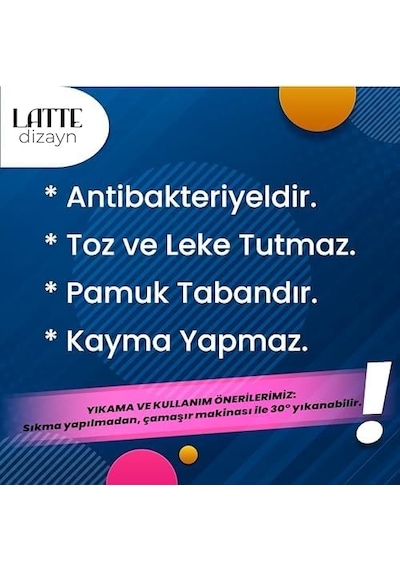 Ayrex Latte Dizayn Ryella Vintage Desenli Şönil Pamuk Tabanlı Yıkanabilir Kaymaz Antibakteriyel Salon Halısı 120x1 Diğer