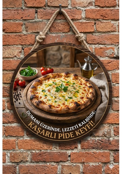 Kaşarlı Pide Temalı Pideciler Kebapçılar Restoranlar İçin Ahşap Duvar Kapı Dekoratif Süs Tablo 3