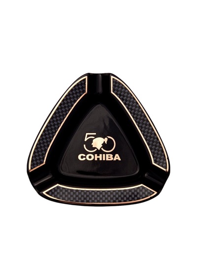 Cohiba 50. Yıl Karbon Desenli Siyah Porselen Üçlü Puro Küllüğü