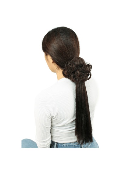 Saçlı Lastikli Topuz Toka / Açık Kahve - Uxfo-462378 Çok Renkli