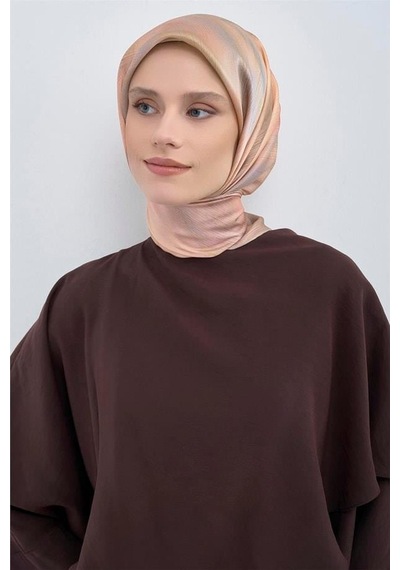 Armine Tivil Saf İpek Eşarp 9513 - 81 Somon Kırçıllı Desen Somon