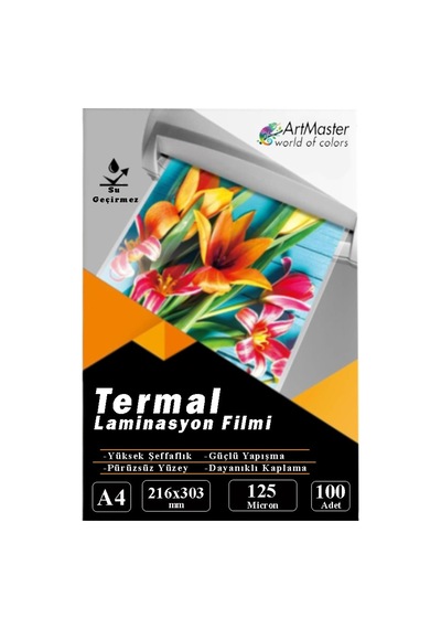 A4 Parlak Laminasyon Filmi 100 Lü 1 Paket 125 Mikron Pvc Kaplama Laminasyon Kaplama Poşeti 100 Adet