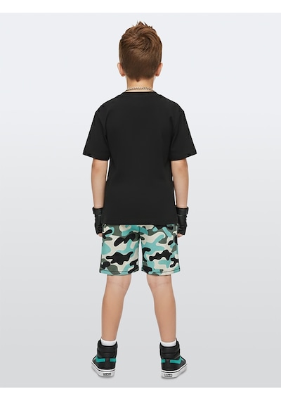 Denokids Erkek Çocuk Takım Kaplan Baskılı %100 Pamuk T-shirt Şort Yazlık Takım Çok Renkli