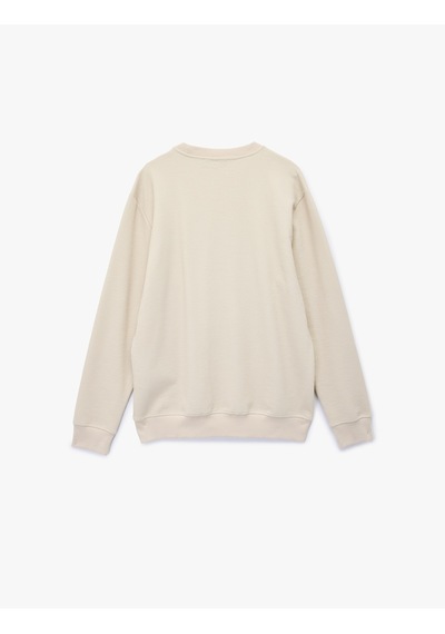 Koton Regular Fit Uzun Kollu Bisiklet Yaka Basic Sweatshirt Bej 7wam70017mk Ekru