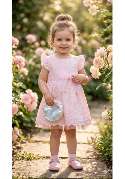 Cocosiss Kız Bebek Payet Çantalı Elbise Ccs-2643 Pembe